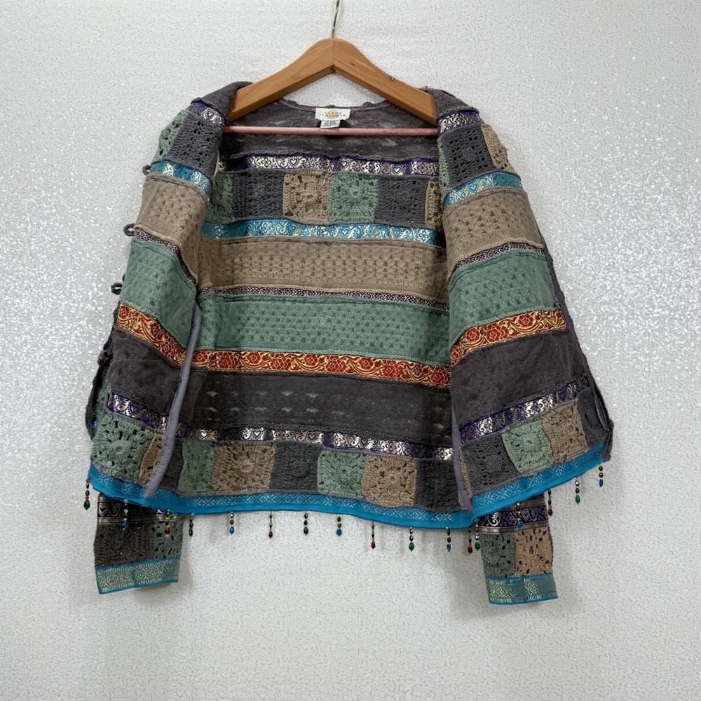 🪡 Sandy Starkman Crochet Patchwork Boho Jacket –… - image 3